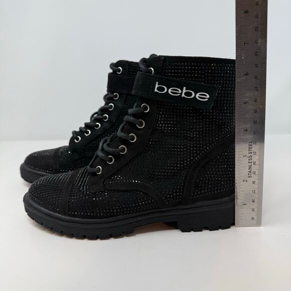 Bebe Combat Boots Women's 6 Side Zip Dayani-J Boot Beaded - Picture 6 of 10